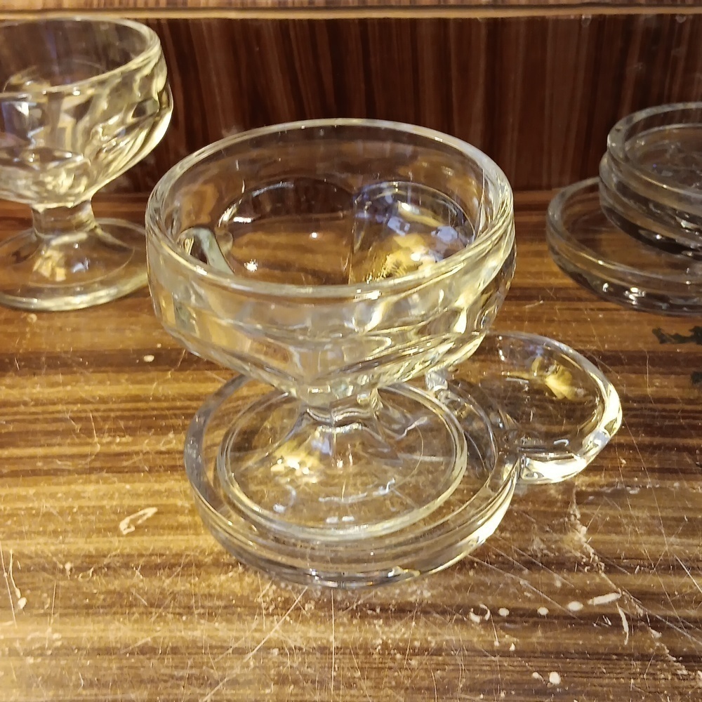 Vintage Federal Glass ice cream cups and holders